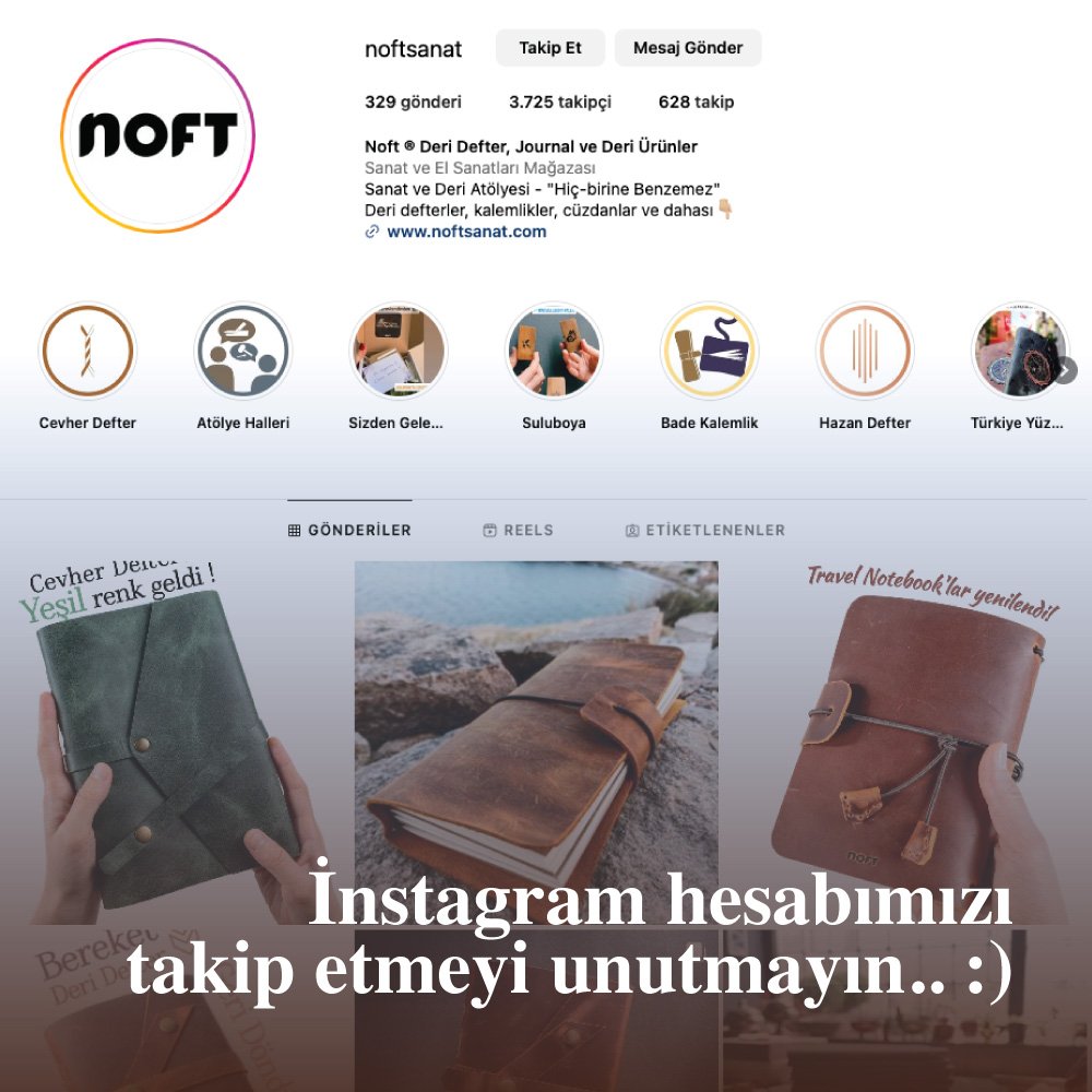 instagramda bizi takip edin.. noftsanat deri defter, journal, deri ürünler